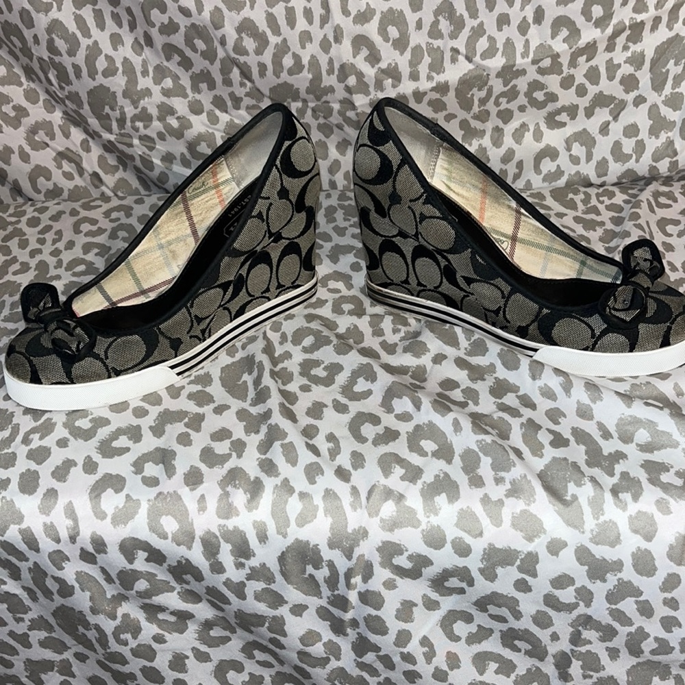 Worn black and gray Coach wedge shoe size 7m